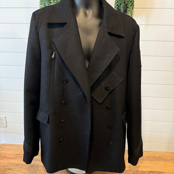 MENS COHESIVE Short Black Pea Coat - Picture 1 of 3